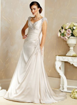 Slim A-line Sweetheart Satin Lace Wedding Dresses (wd0113)