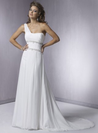 Slim line One-shoulder Neckline Chiffon Wedding Dresses (wd0121)