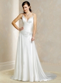 Slim line Plunging Neckline Satin Lace Wedding Dresses (wd0123)