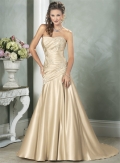 Slim line Strapless Sweetheart Satin Lace Wedding Dresses (wd0127)