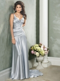 Slim line V-neck Satin Wedding Dresses (wd0129)