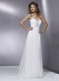 Slim Strapless A-line Sweetheart Chapel Train Chiffon Wedding Dr (wd0133)