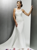 Slim-line Lace Halter Empire Satin Wedding Dresses (wd0136)