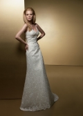 Slim-line Spaghetti Sweep Train Lace Wedding Dresses (wd0139)