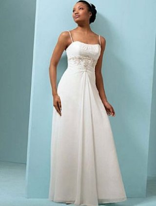 Slim-line Spaghetti Sweep Train Tulle Wedding Dresses (wd0140)