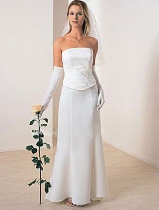Slim-line Strapless Floor Length Satin Wedding Dresses (yz0197)