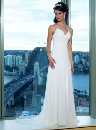 Spaghetti Sweetheart Sweep Train Chiffon Wedding Dresses (wd0160)
