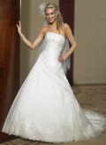 Strapless A-line Chapel Train Organza Wedding Dresses (wd0166)