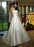 Strapless A-line Chapel Train Satin Wedding Dresses (wd0201)