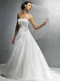 Strapless A-line Chapel Train Taffeta Wedding Dresses (wd0207)
