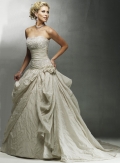 Strapless A-line Chapel Train Taffeta Wedding Dresses (wd0210)