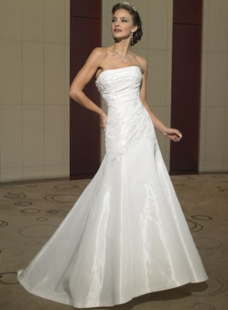 Strapless A-line Sweep Train Taffeta Wedding Dresses (wd0327)