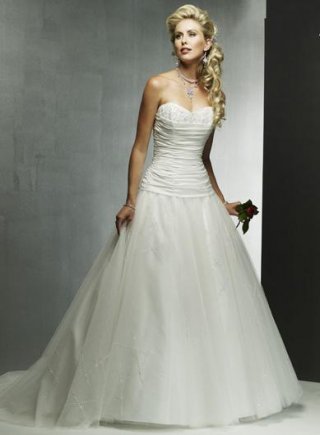 Strapless A-line Sweetheart Chapel Train Taffeta Wedding Dresses (wd0328)