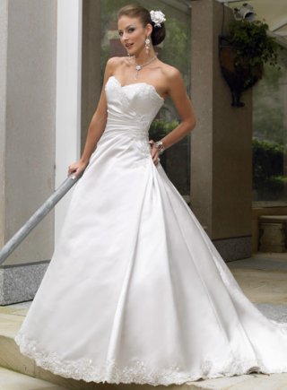 Strapless A-line Sweetheart Satin Wedding Dresses (wd0332)