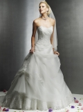 Strapless A-line Sweetheart Sweep Train Tulle Lace Gowns (wd0336)