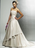 Strapless Banded Neckline Satin Wedding Dresses (wd0405)