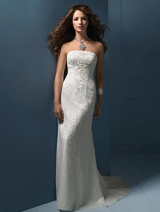 Strapless Chapel Train Organza Wedding Dresses (wd0407)