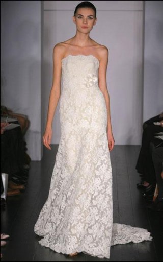 Strapless Modified A-line Lace Wedding Dresses (wd04220)