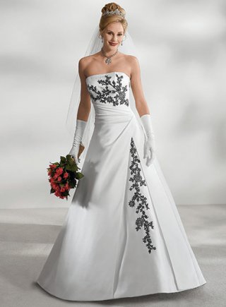 Strapless One-piece A-line Satin Wedding Dresses (wd0421)