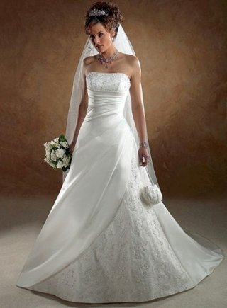 Strapless Ruched Dropped Waist Wedding Dresses (wd0423)