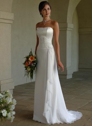 Strapless Satin Chiffon Wedding Dresses (wd0424)