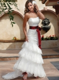 Strapless Sheath Tulle Lace Wedding Dresses (wd0430)