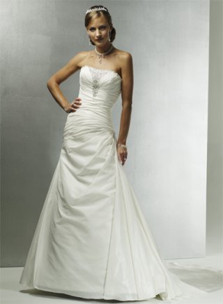 Strapless Slim A-line Chapel Train Taffeta Wedding Dresses (wd0432)