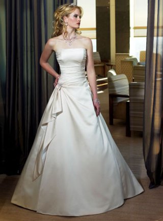 Strapless Slim A-line Satin Wedding Dresses (wd0441)