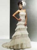 Strapless Slim A-line Sweep Train Tulle Wedding Dresses (wd0443)