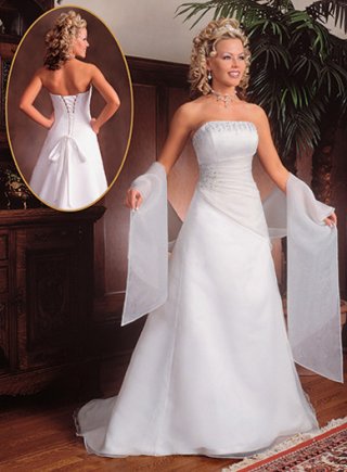 Strapless Slim line Organza Over Satin Wedding Dresses (wd0453)