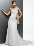 Strapless Slim Skirt Sweep train Organza Wedding Dresses (wd0454)