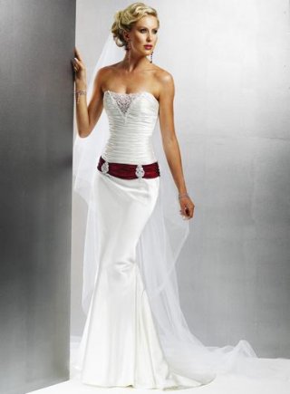Strapless Slim Skirt Sweep Train Satin Wedding Dresses (wd0455)