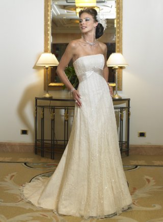 Strapless Slim-line Chapel Train Satin Wedding Dresses (wd0456)