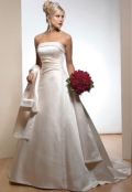 Strapless Sweep Train Satin Wedding Dresses (wd0470)