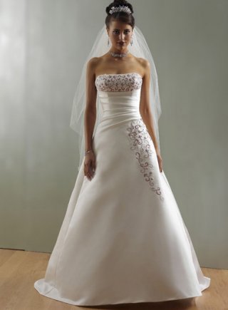 Strapless Sweep Train Satin Wedding Dresses (ms0002)