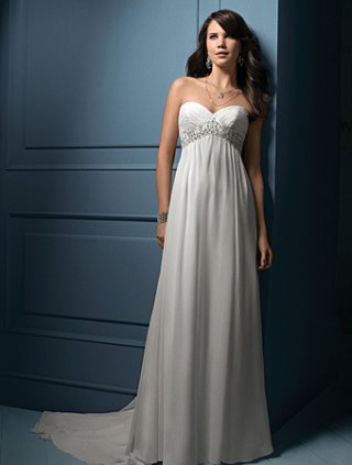 Strapless Sweetheart Chapel Train Chiffon Wedding Dresses (ms0005)