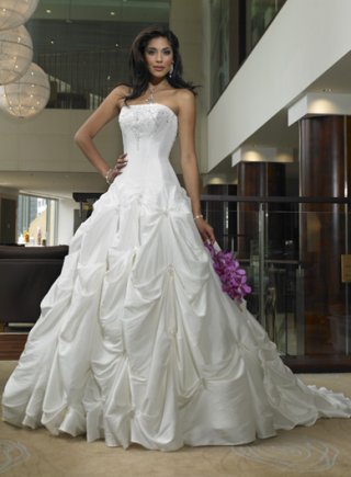 Strapless Taffeta Wedding Dresses with Pick up Skirt (ms0016)