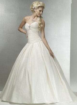 Two-piece Strapless Sweetheart Sweep Train Taffeta Wedding Dress (ms0035)