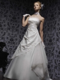 2012 Gorgeous Embroider Satin/ Organza A-line Floor length Strapless Lacing up Wedding Dress