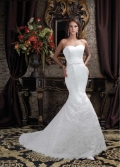 2012 New Couture Mermaid/ Trumpet Sweetheart style Embroider Satin sash lacing up Wedding dress