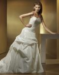 affeta Spaghetti Straps Applique Corset Style Drape Chapel Train bridal wedding dresses