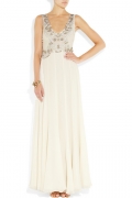 Long Jodi embellished silk-chiffon gown