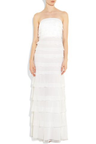 Tiered silk-chiffon gown