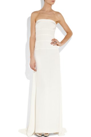 Bow-back silk strapless gown Bow-back silk strapless gown