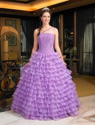 A-line Asymmetric Floor Length Organza Wedding Dress For Brides