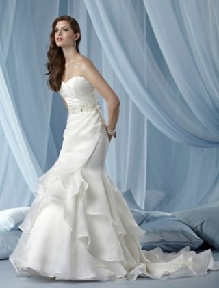 Mermaid Sweetheart Court Trains Sleeveless Satin and Organza Wedding Dress For Brides