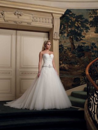 A-line Sweetheart Tulle , Satin Wedding Dresses