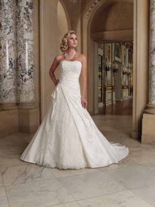 A-line Strapless Taffeta Wedding Dresses