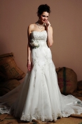2012 Dramatic Satin and Organza Strapless Bridal Gown