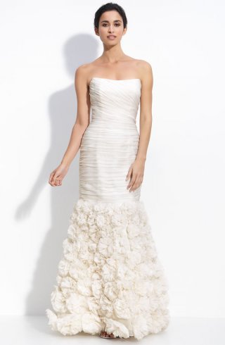 Theia Organza Strapless Silk Mermaid Dress